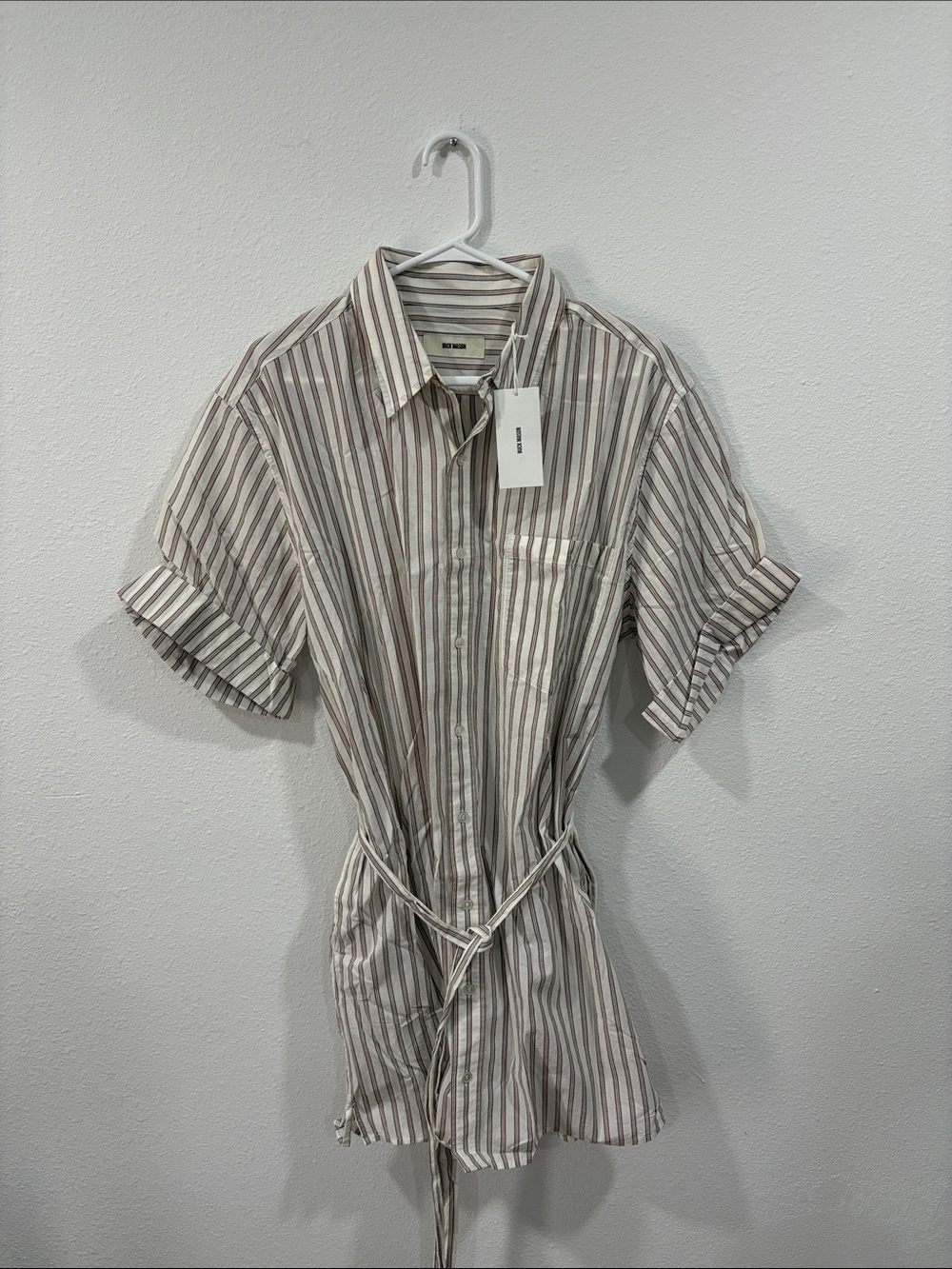 Buck Mason Women’s Hampton Striped Shirt Dress XL Cream Brown NWT $198